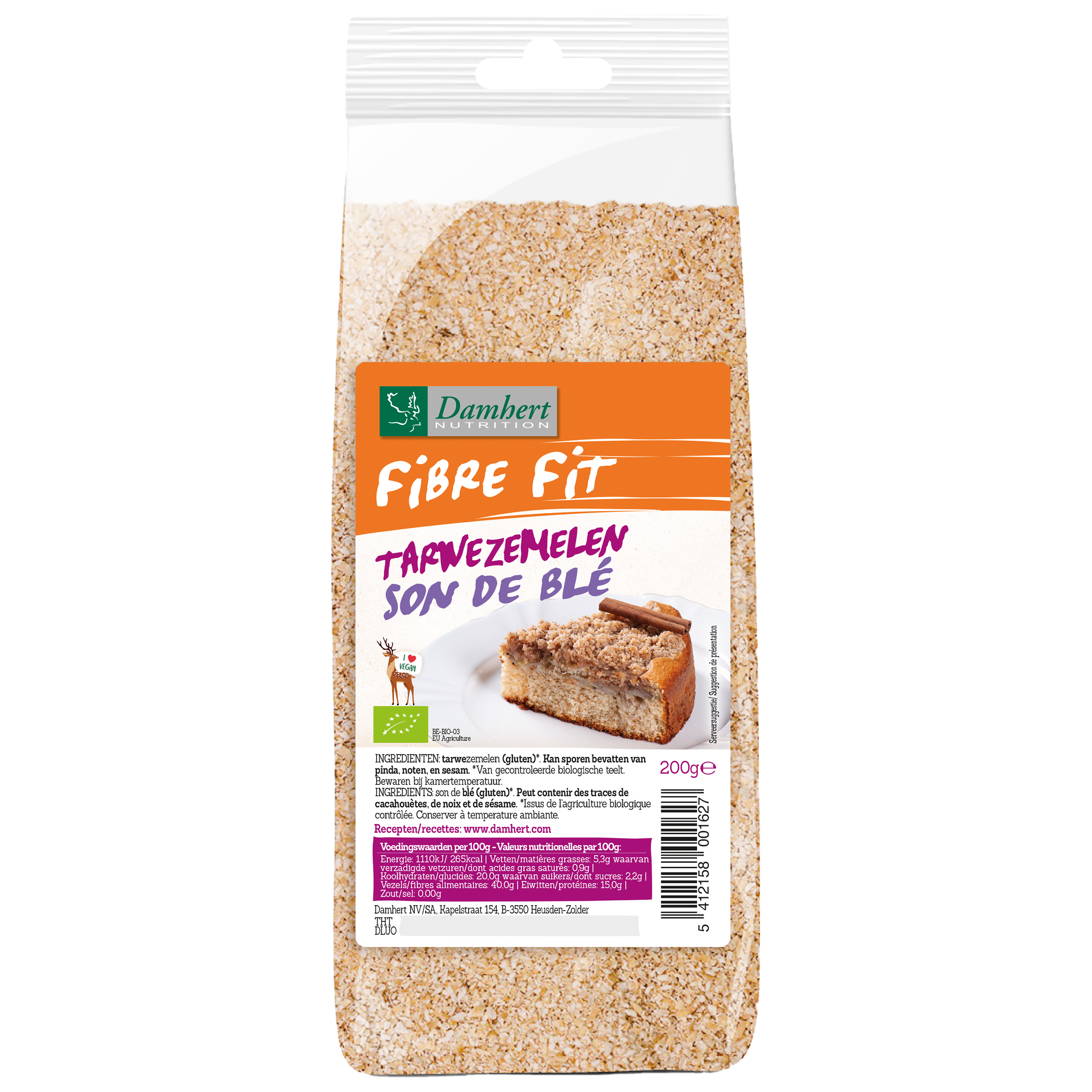 Damhert Fibre fit tarwezemelen bio 200.00 Gram