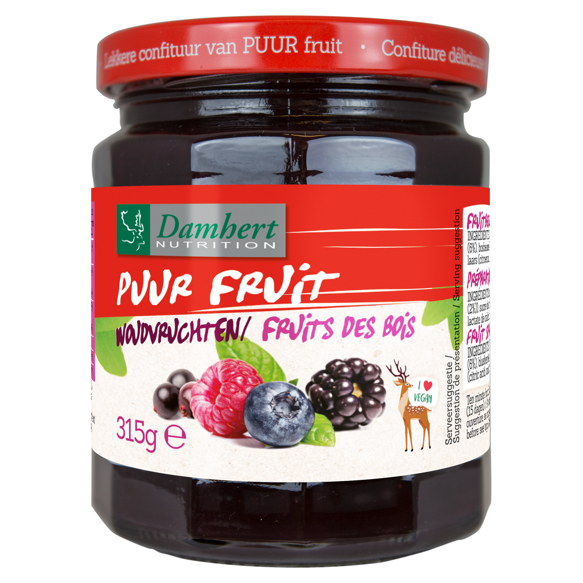 Damhert Puur fruit confituur woudvruchten 315 Gram