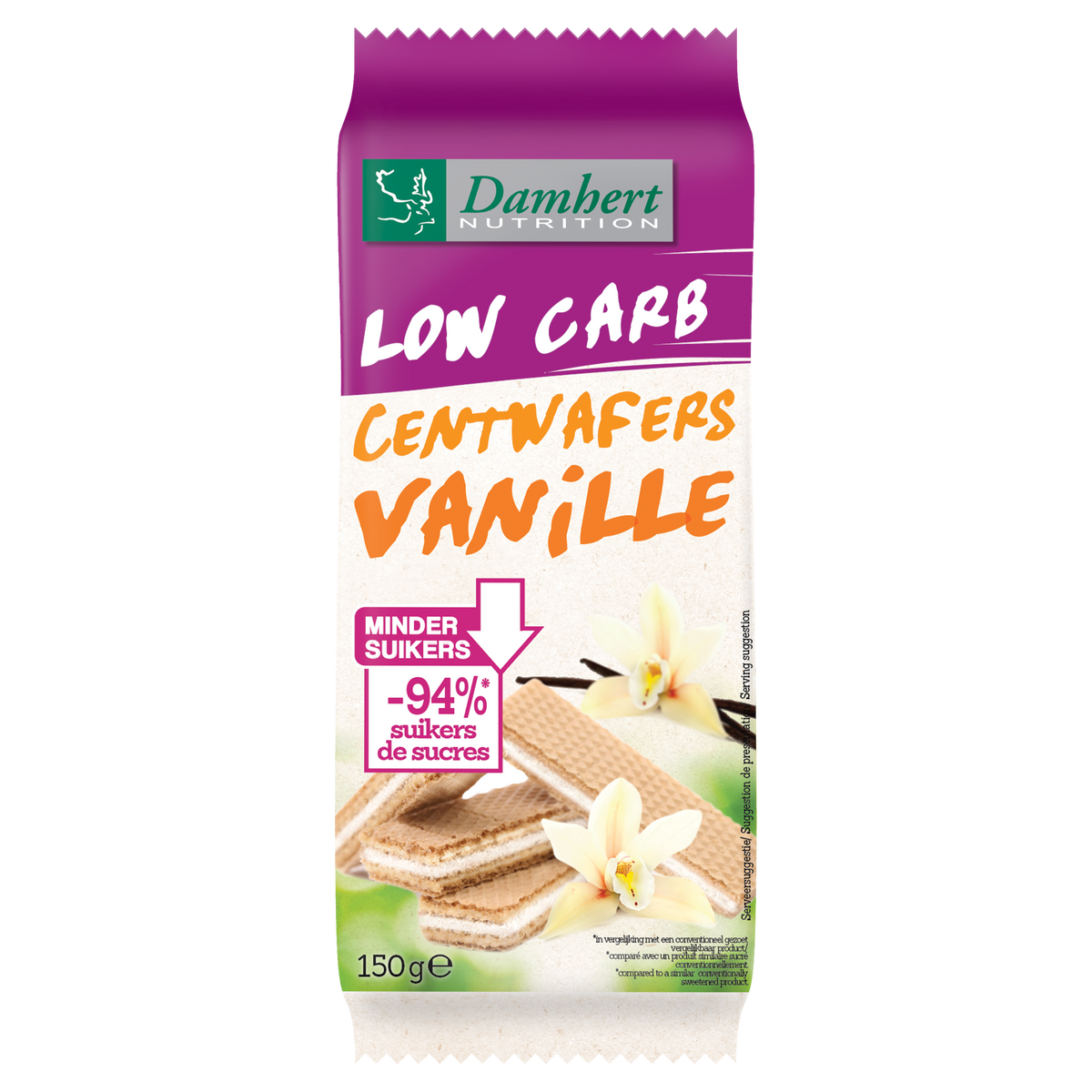 Damhert Centwafers vanille low carb 150.00 Gram