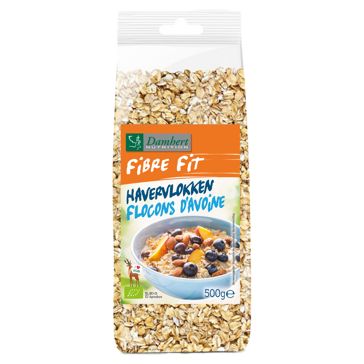 Damhert Fibre fit havervlokken bio 500.00 Gram