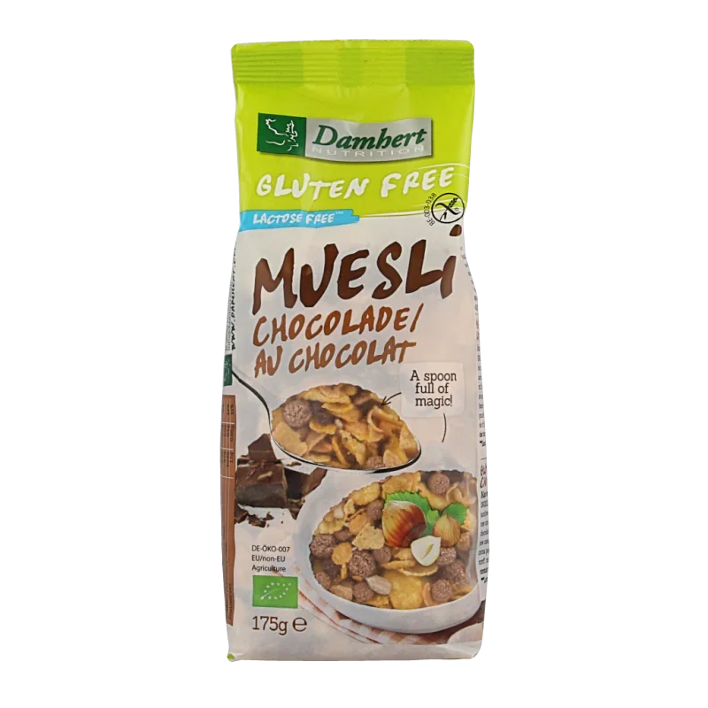 Damhert Muesli chocolade glutenvrij bio 175 Gram