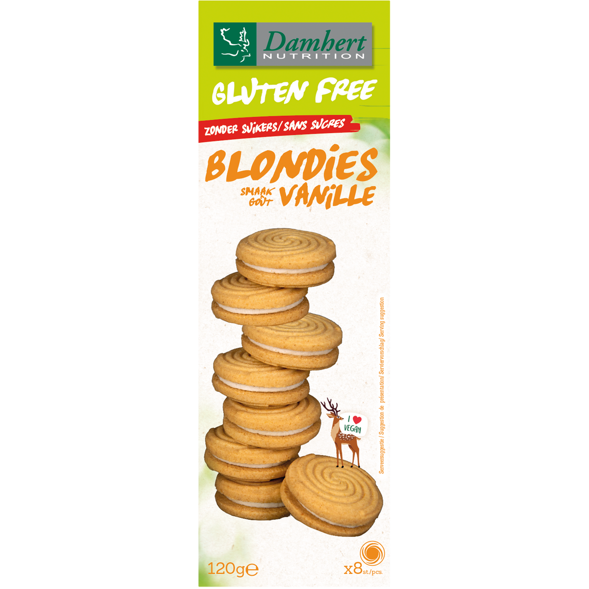 Damhert Glutenvrije blondies zonder suiker 120 Gram