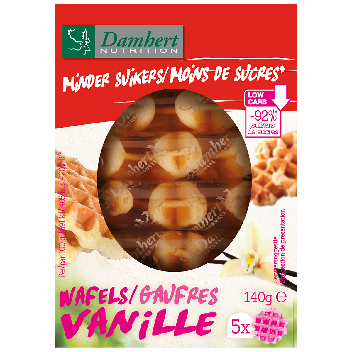Damhert Op=Op Wafel vanille minder suiker 140.00 Gram