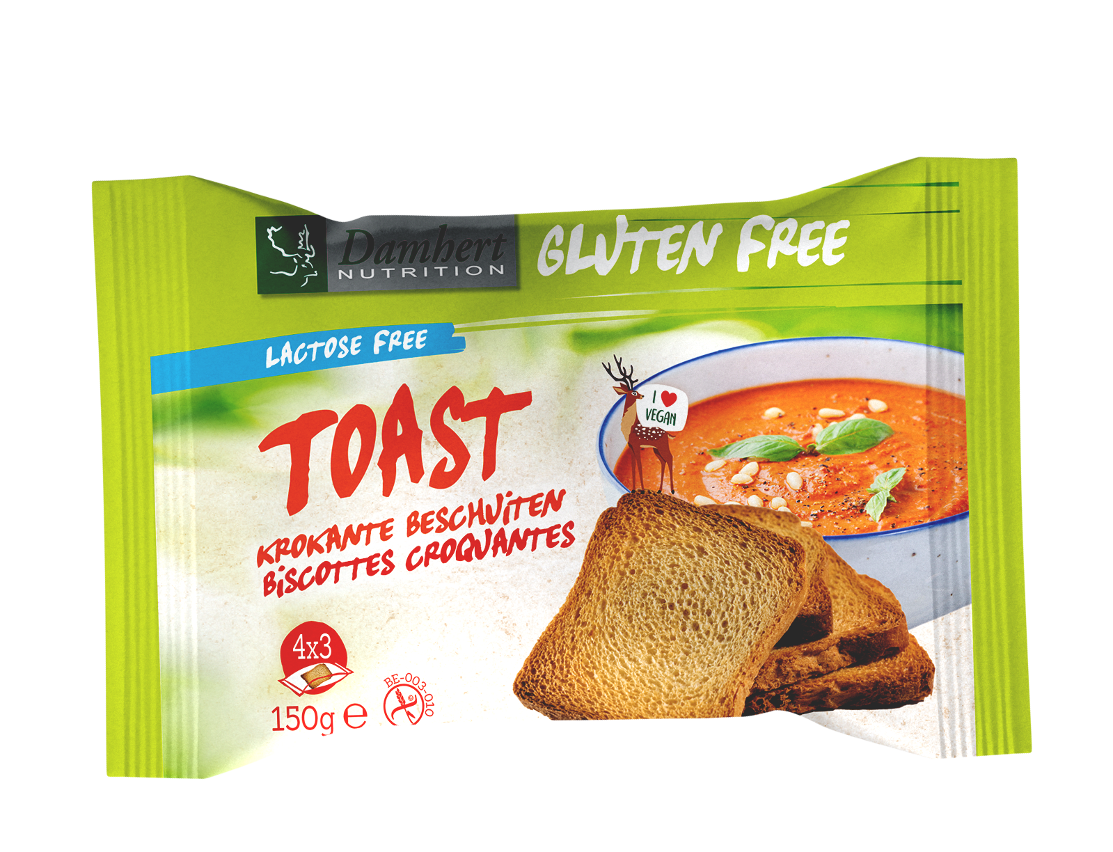 Damhert Toast glutenvrij 150.00 Gram