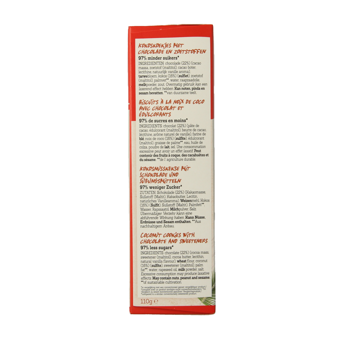 Damhert Kokoskoek chocolade low carb 110.00 Gram