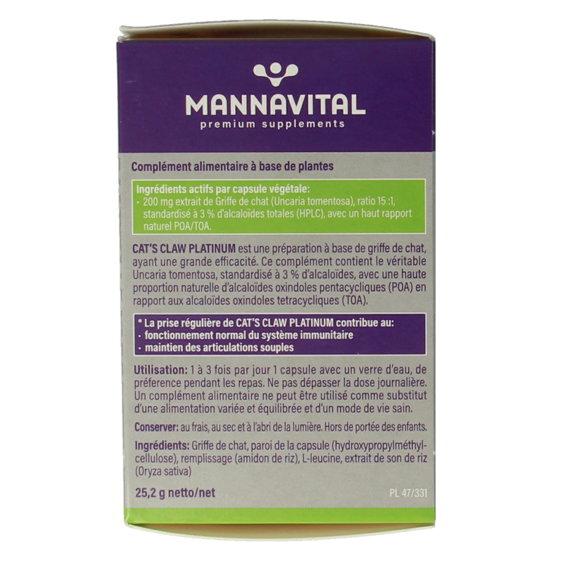 Mannavital Cat's claw platinum 60 Capsules