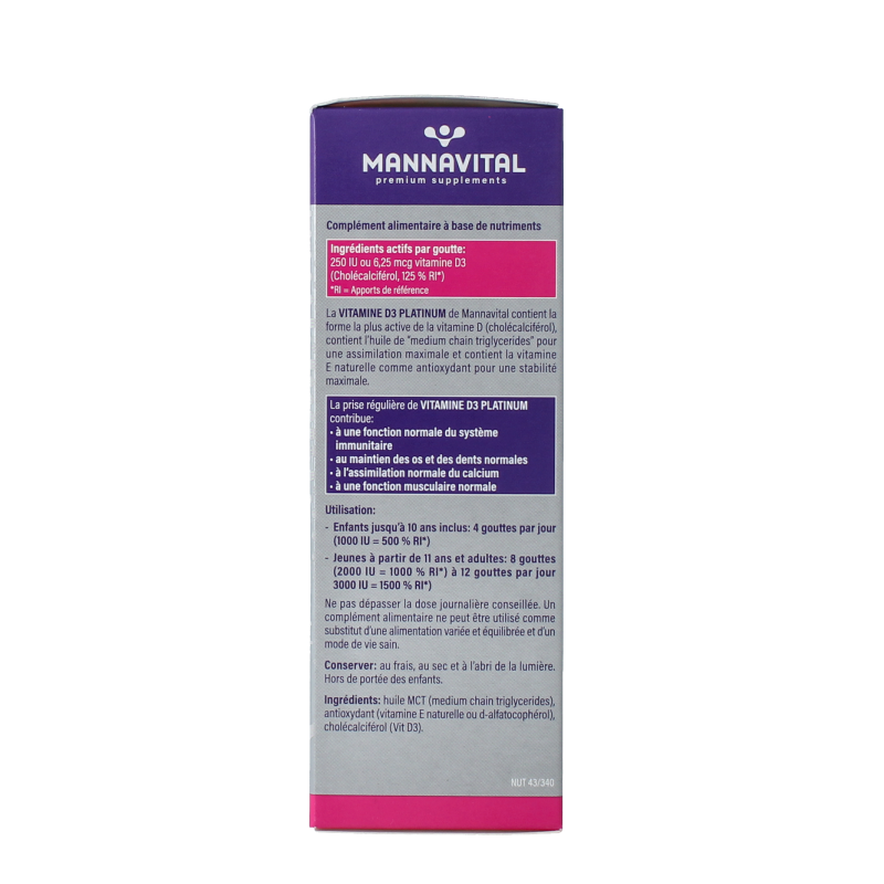 Mannavital Vitamine D3 platinum 100 Milliliter