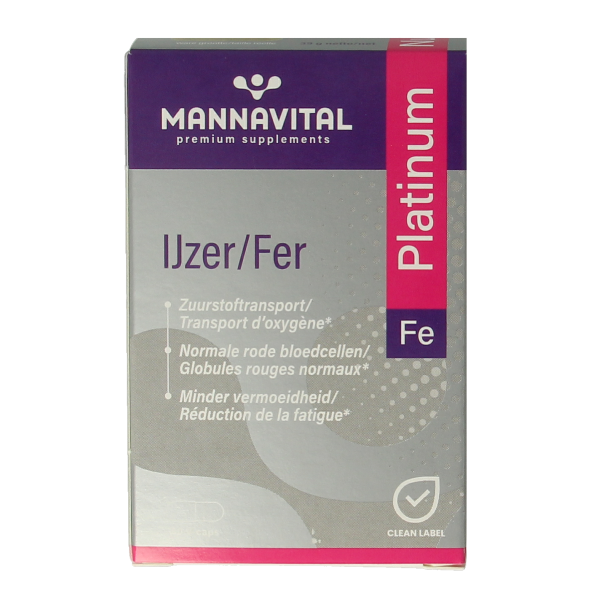 Mannavital IJzer platinum 60.00 Vegetarische capsules