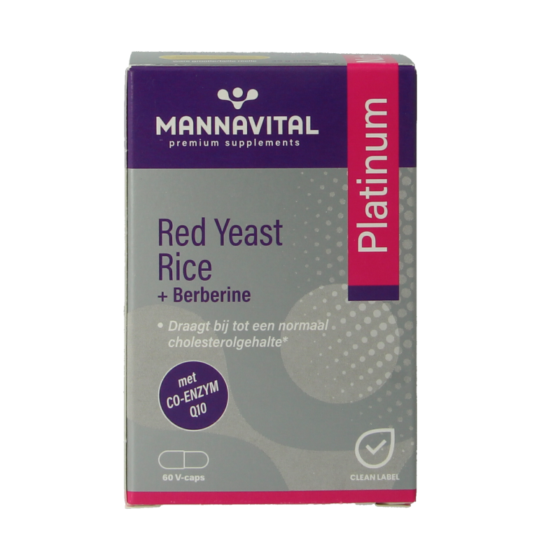 Mannavital Rode rijst + berberine platinum 60 Vegetarische capsules