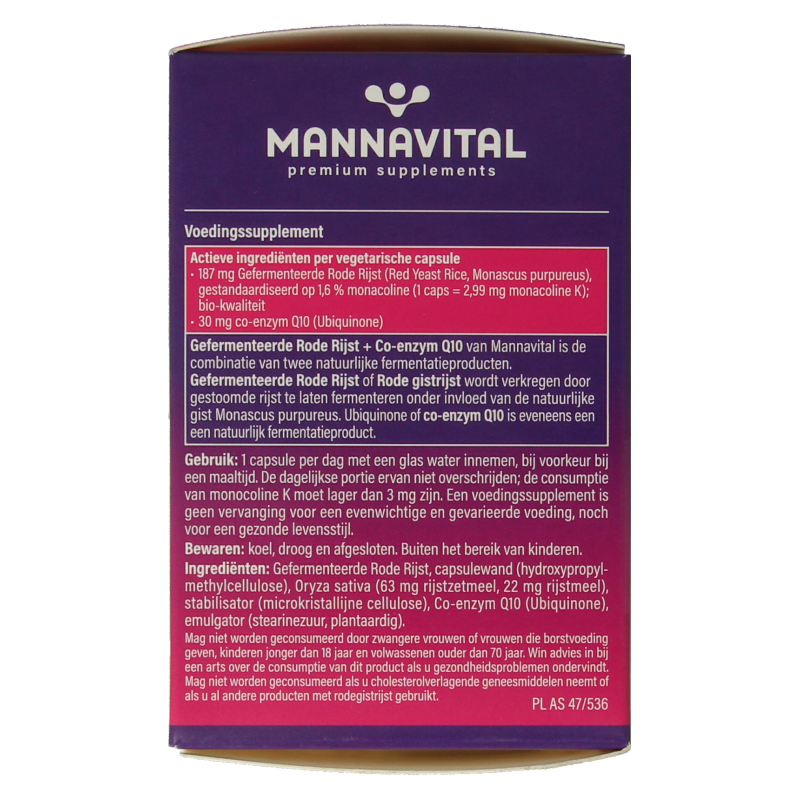 Mannavital Gefermenteerde rode rijst 60 Vegetarische capsules