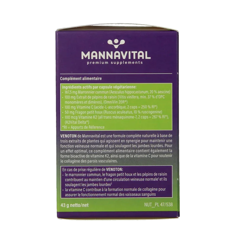 Mannavital Venoton 60 Vegetarische capsules