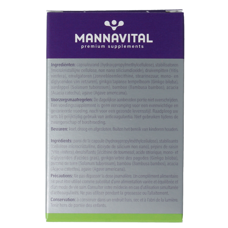 Mannavital Ginkgo platinum 60 Vegetarische capsules