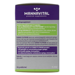 Mannavital Ginkgo platinum 60.00 Vegetarische capsules