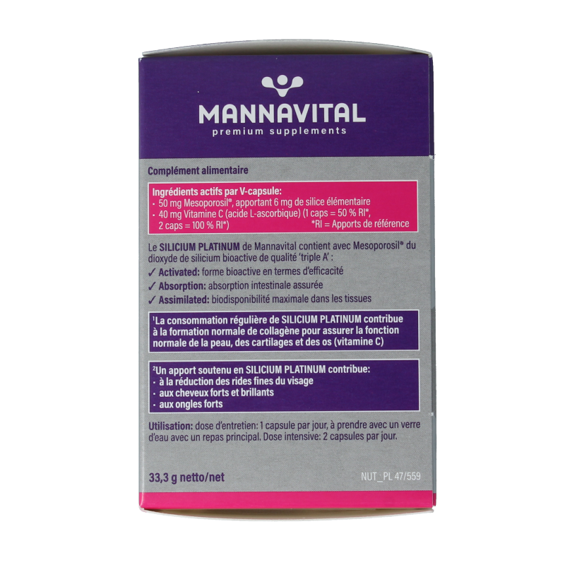 Mannavital Silicium platinum 90 Vegetarische capsules