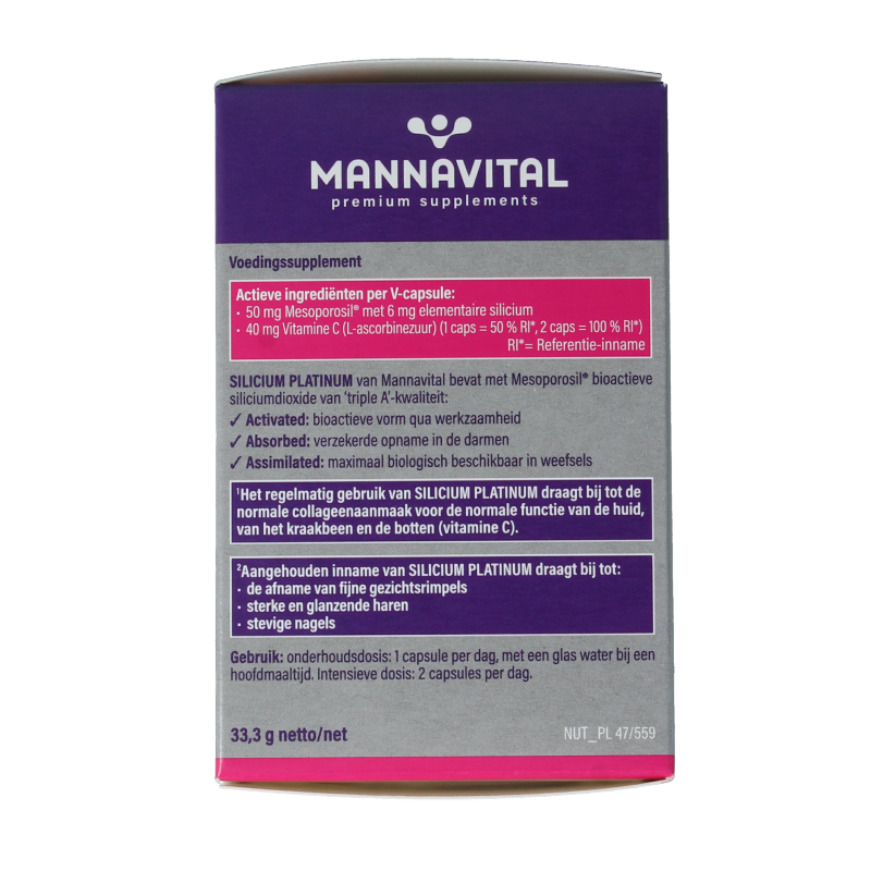 Mannavital Silicium platinum 90 Vegetarische capsules