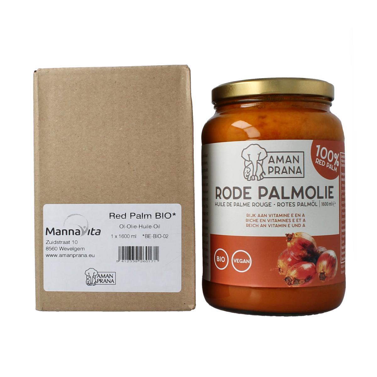 Amanprana Rode palm olie bio 1600.00 Milliliter