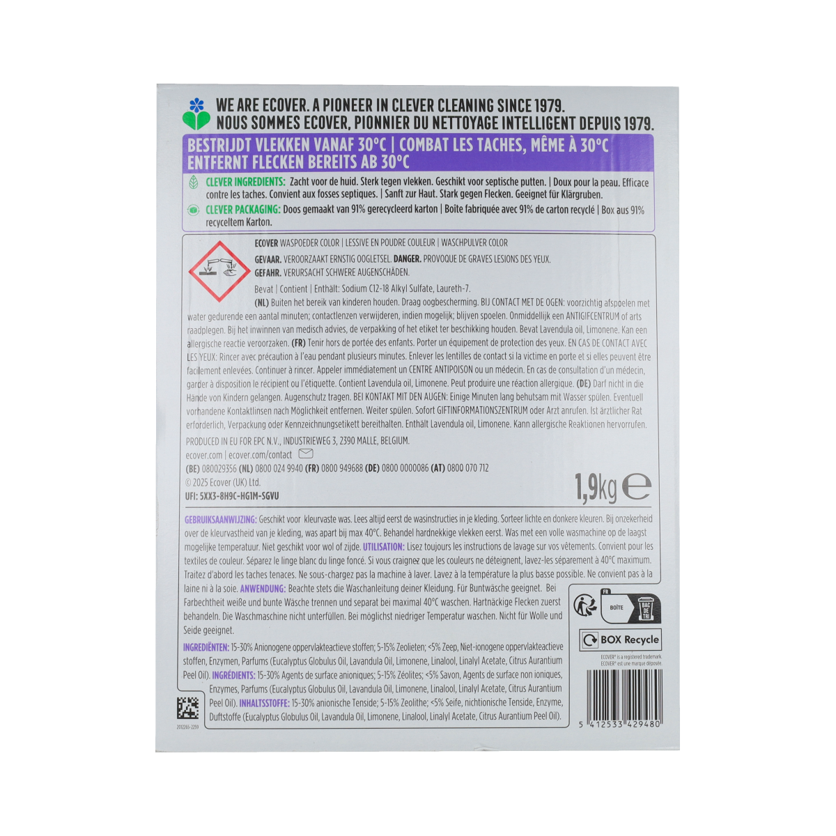 Ecover Waspoeder color 1.90 Kilogram