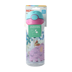 Nuby Beker zacht rietje drukknop roze 540ml 4+ jaar 1 Stuks