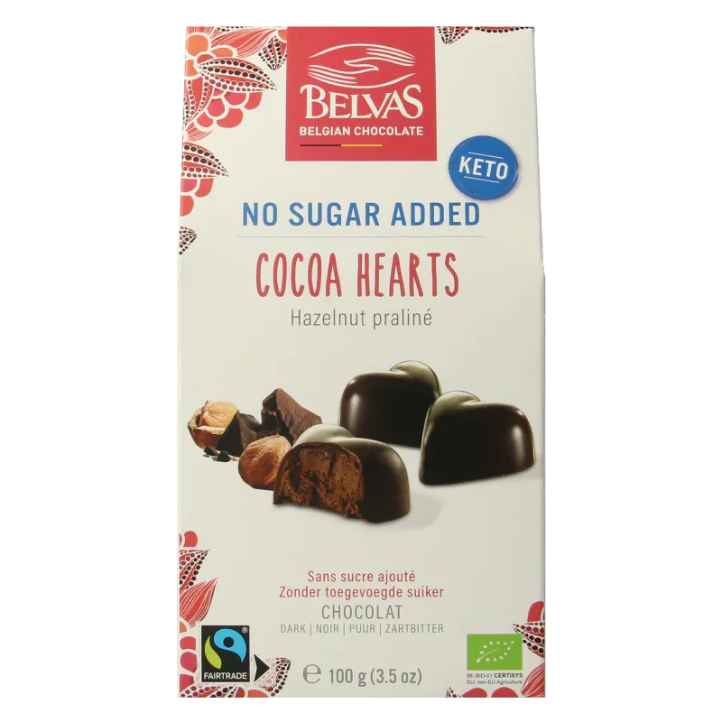 Belvas Choco hart hazelnoot praline bio 100 Gram
