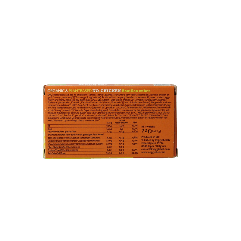 Vcubes Bouillonblokjes no chicken bio 72 Gram