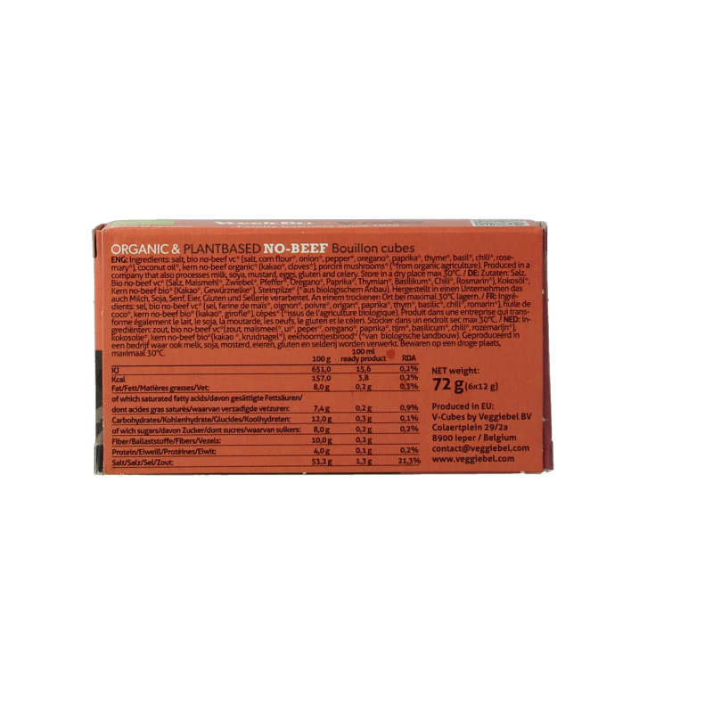 Vcubes Bouillonblokjes no beef bio 72 Gram