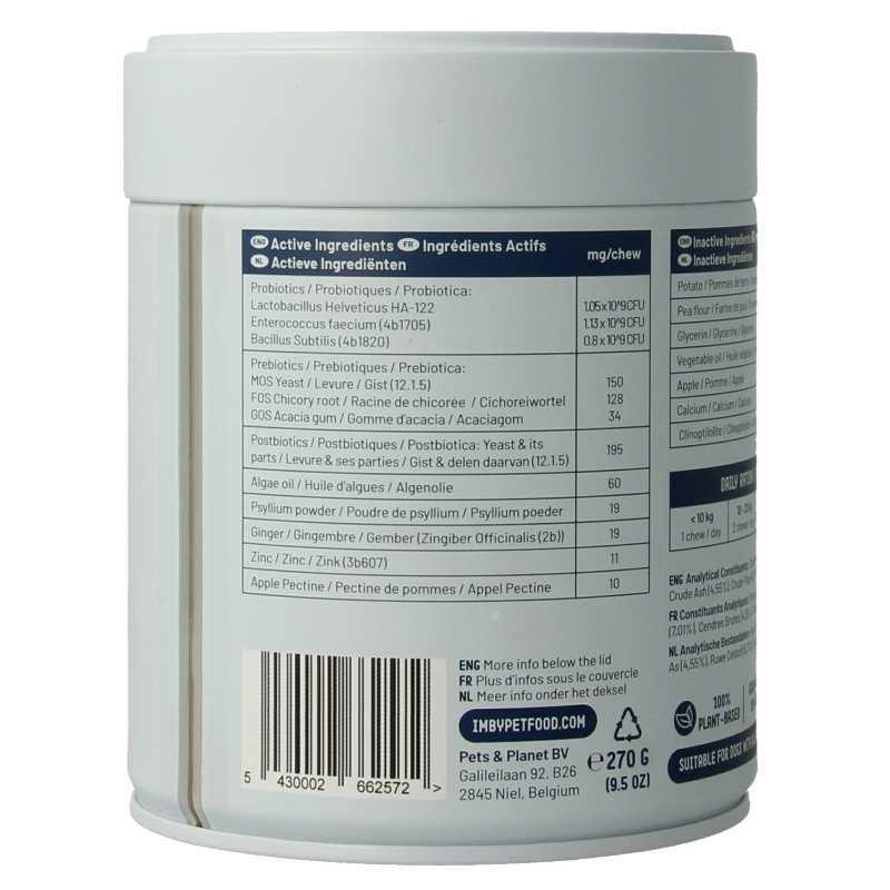 Imby Pet Food  Probiotica supplement hond 90 Kauwtabletten