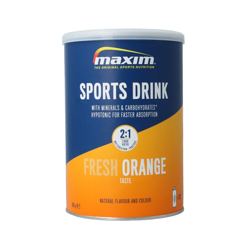 Maxim Sports drinkpowder tins fresh orange 480 Gram