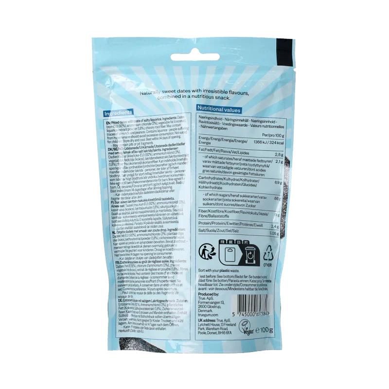 True dates Salty liquorice 100 Gram