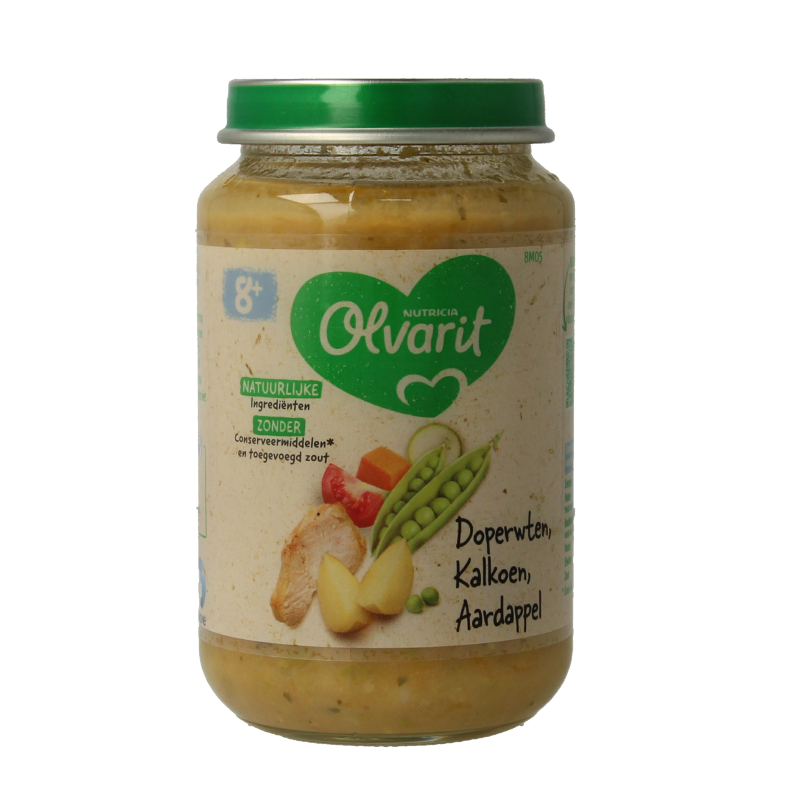 Olvarit Doperwten kalkoen aardappel 8M05 200 Gram