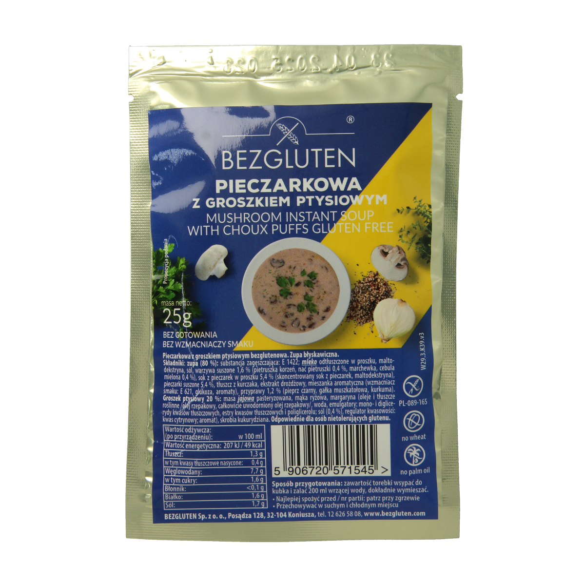 Bezgluten Champignonsoep glutenvrij  25.00 Gram