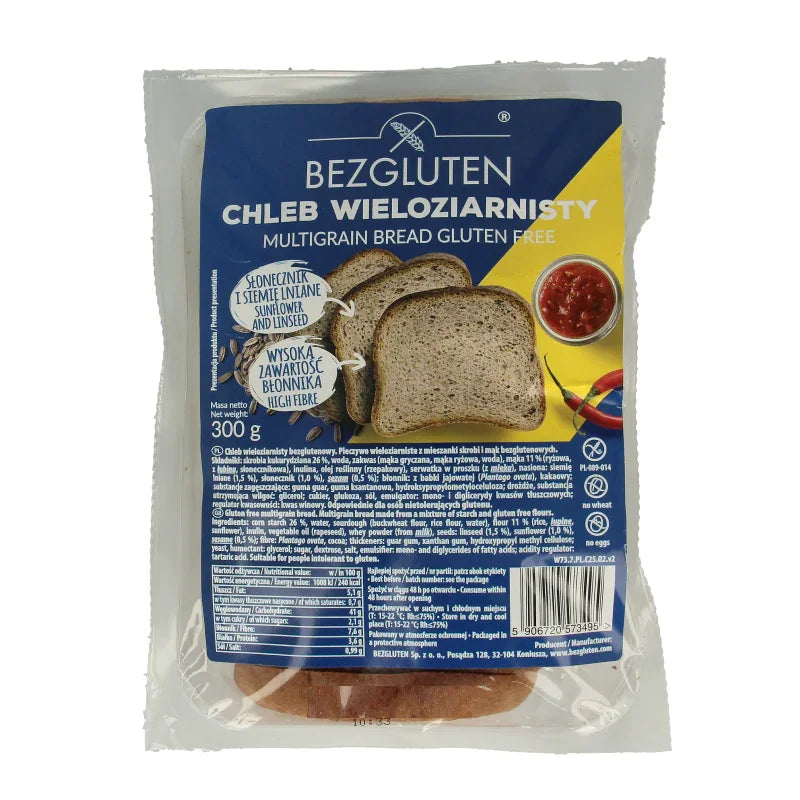 Bezgluten Meergranen brood gesneden glutenvrij 300 Gram