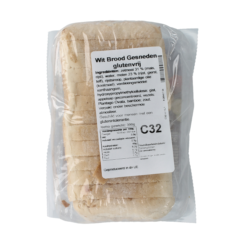 Bezgluten Wit brood gesneden glutenvrij 300 Gram