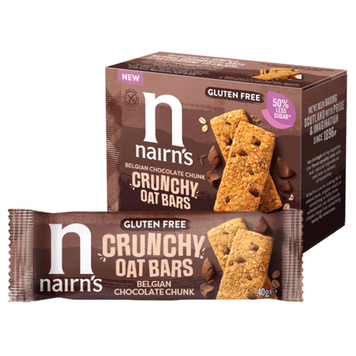 Nairns Crunchy oat bars chocolate Belgian glutenvrij 160 Gram