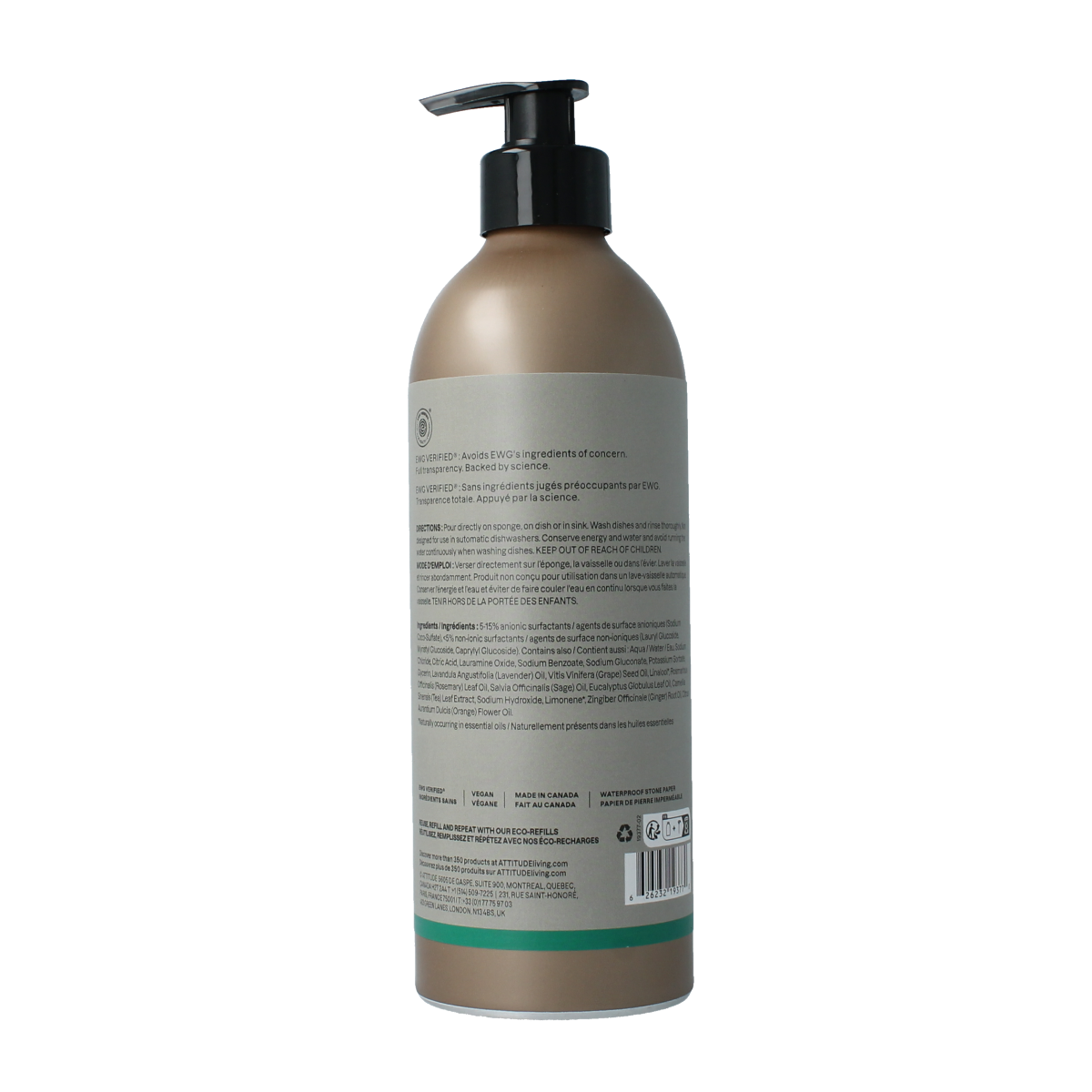Attitude Afwasmiddel lavendel & rozemarijn 473.00 Milliliter