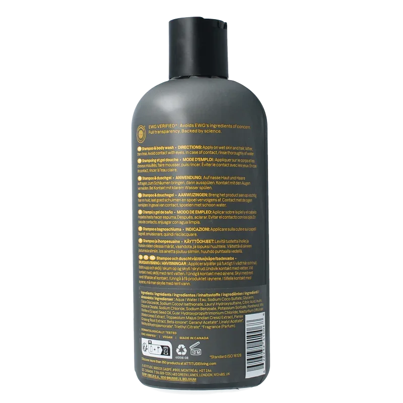 Attitude Shampoo & bad 2 in 1 super leaves sports 473 Milliliter