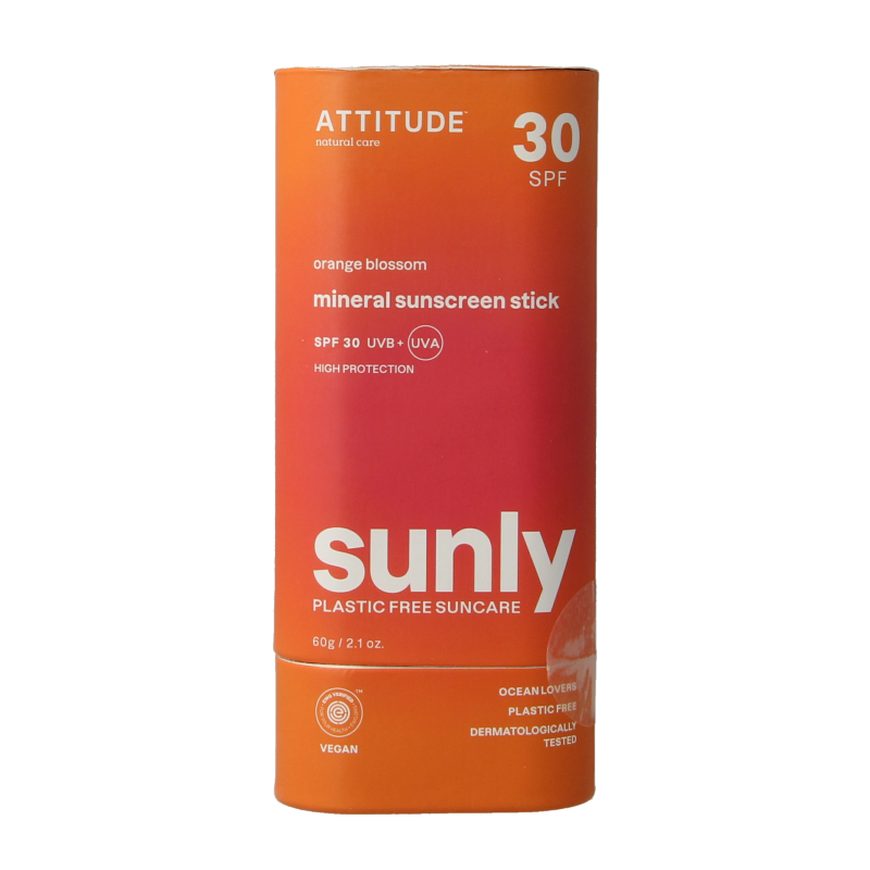 Attitude Sunly zonnebrandstick SPF30 oranjebloesem 60 Gram