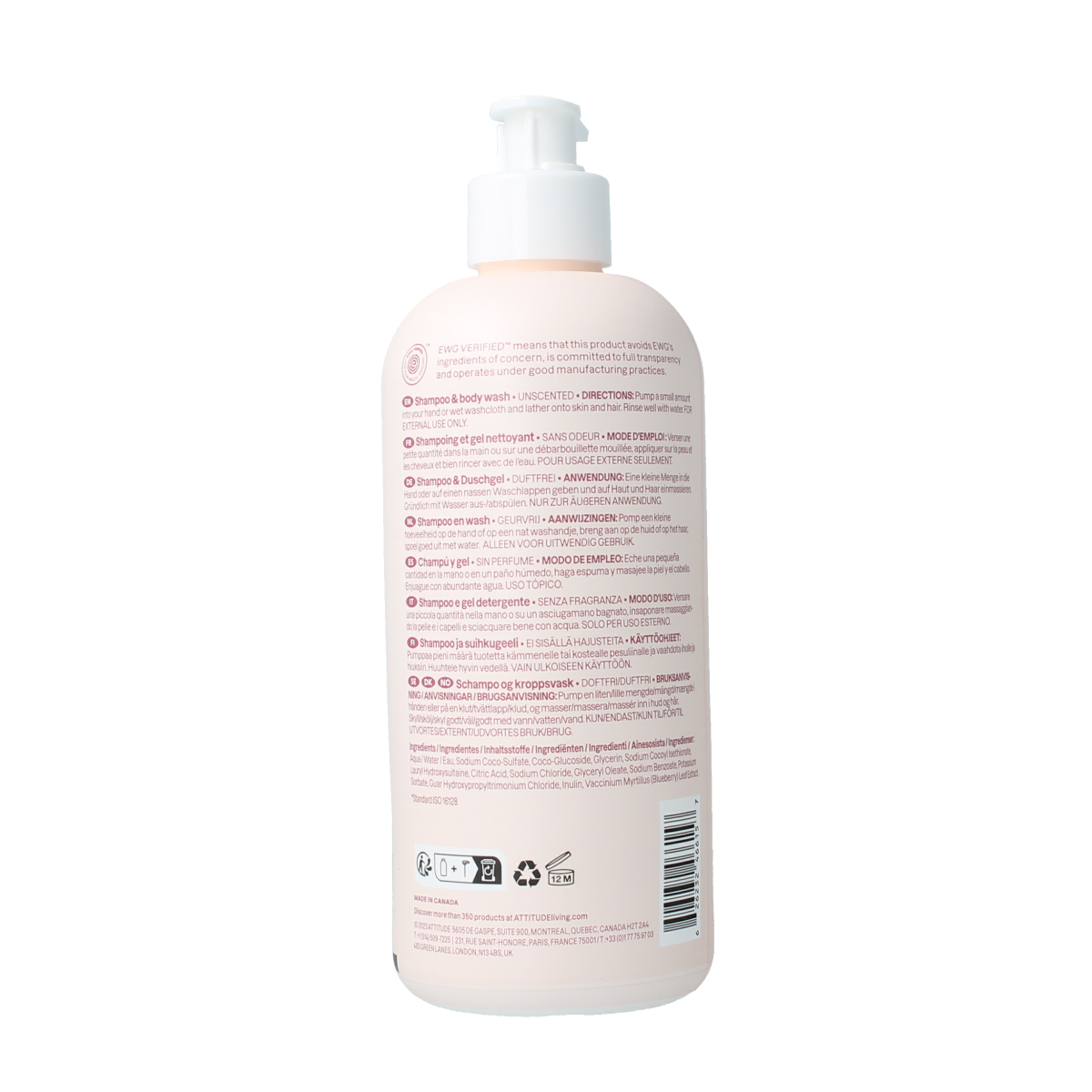 Attitude Shampoo 2 in 1 baby leaves parfum vrij 473.00 Milliliter