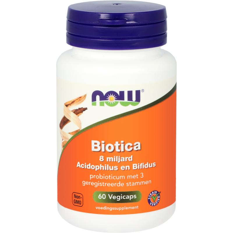 NOW Biotica 8 miljard acidophilus en bifidus 60.00 Vegetarische capsules