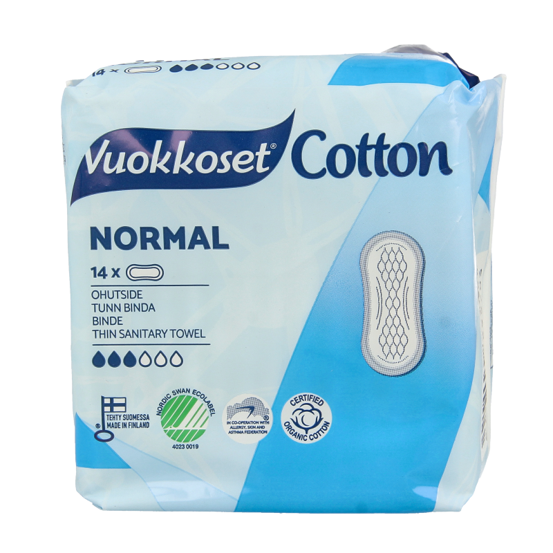 Vuokkoset Maandverband normaal organisch katoen 14 Stuks