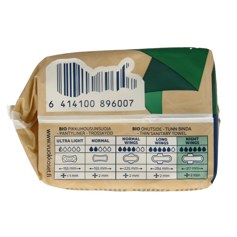 Vuokkoset Bio Maandverband night wing 9 Stuks