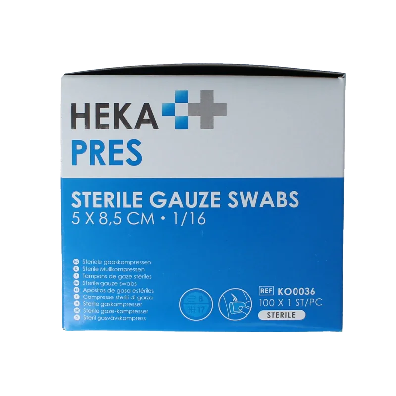 Hekapres Hydrofiel gaaskompres 5x8.5cm 100 Stuks