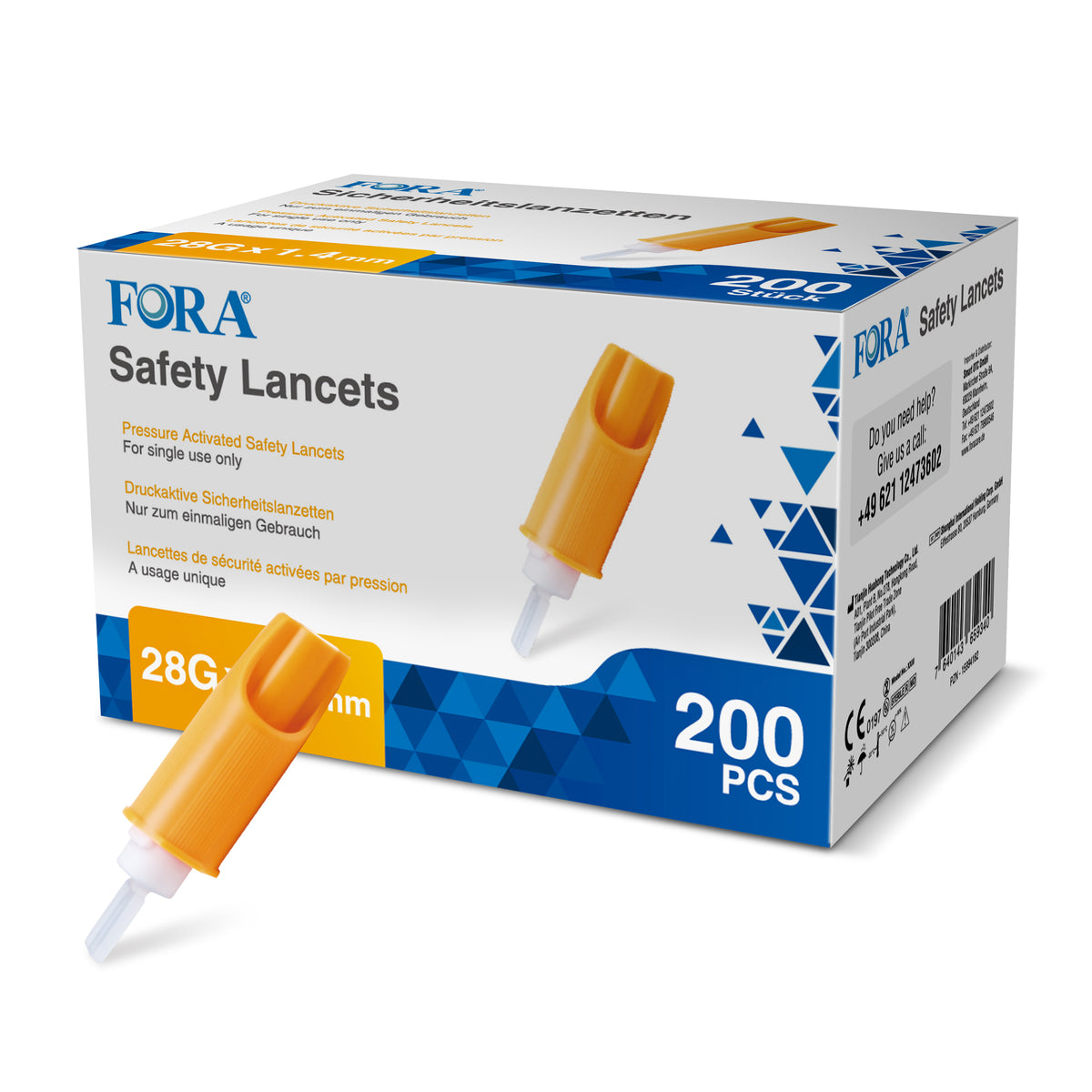 Fora FORA veiligheidslancetten (28G,200 stuks) 200.00 Stuks