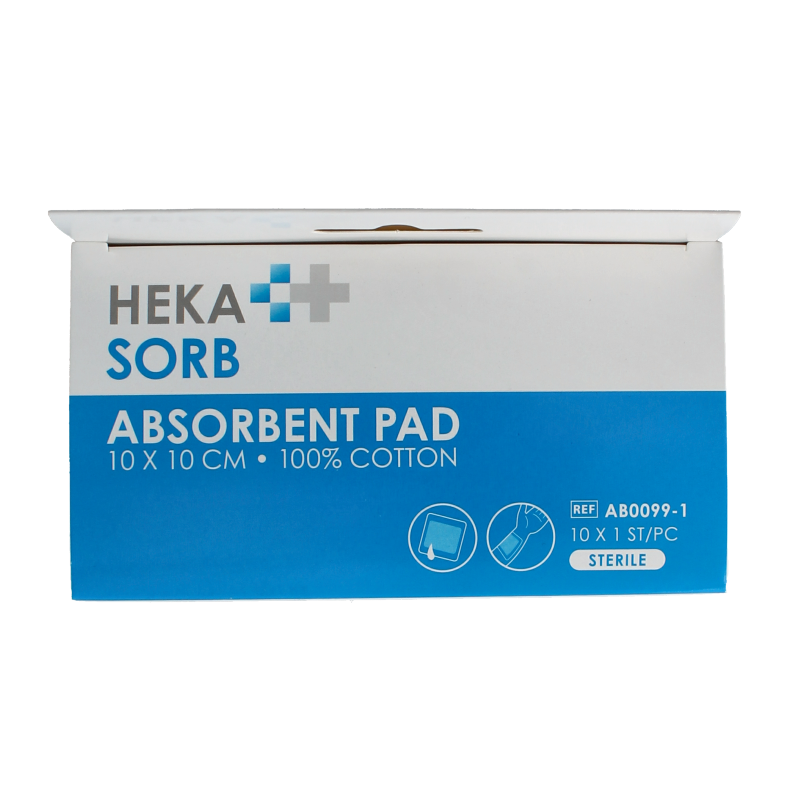 Hekasorb Absorberend verband 10x10cm steriel 10 Stuks