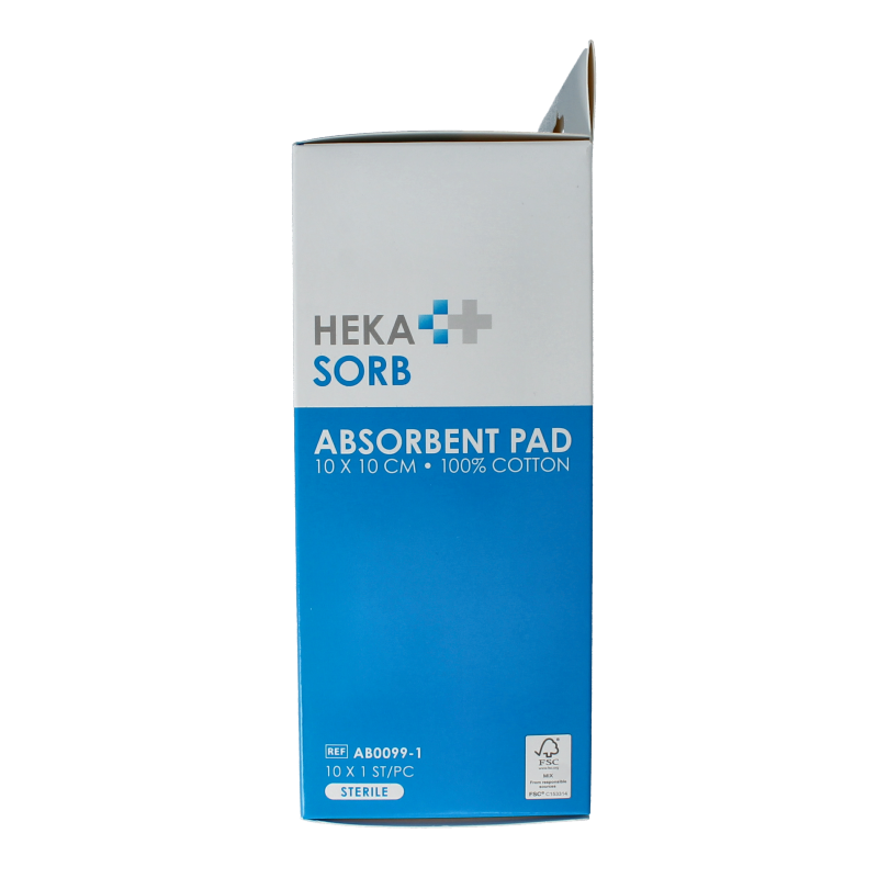 Hekasorb Absorberend verband 10x10cm steriel 10 Stuks
