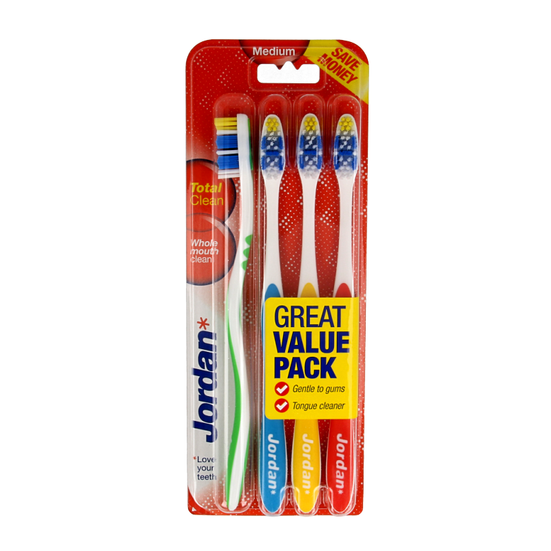 Jordan Tandenborstel totalclean medium 4 Stuks