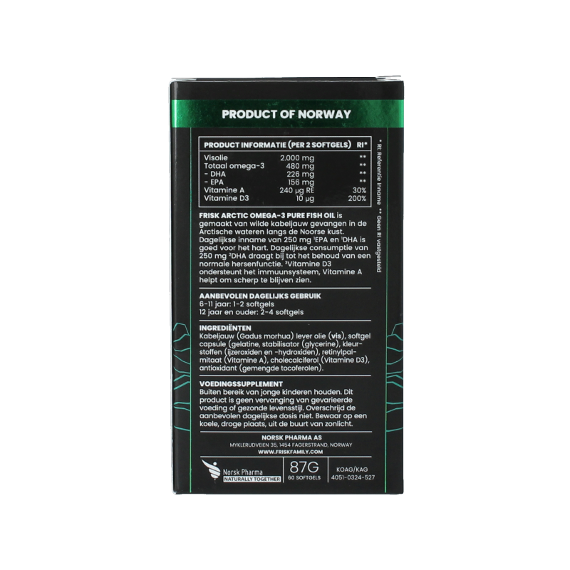 Frisk Omega 3 pure visolie – DHA & EPA 60 Softgels