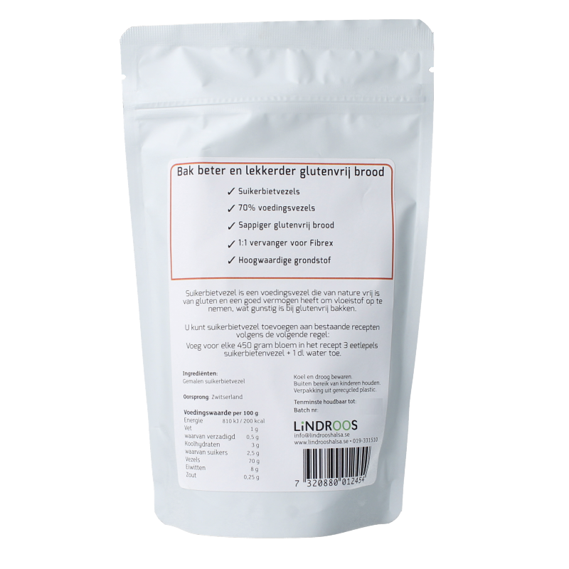 Lindroos Fibrex suikerbietenvezels glutenvrij 200 Gram