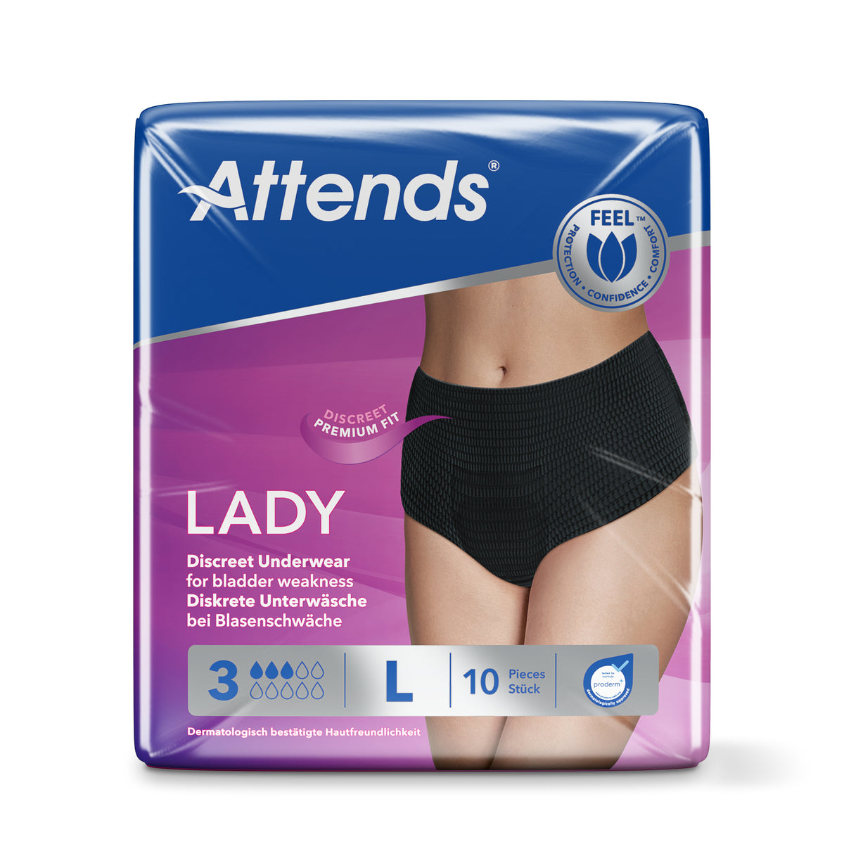 Attends Lady discreet underwear zwart 3L 10.00 Stuks