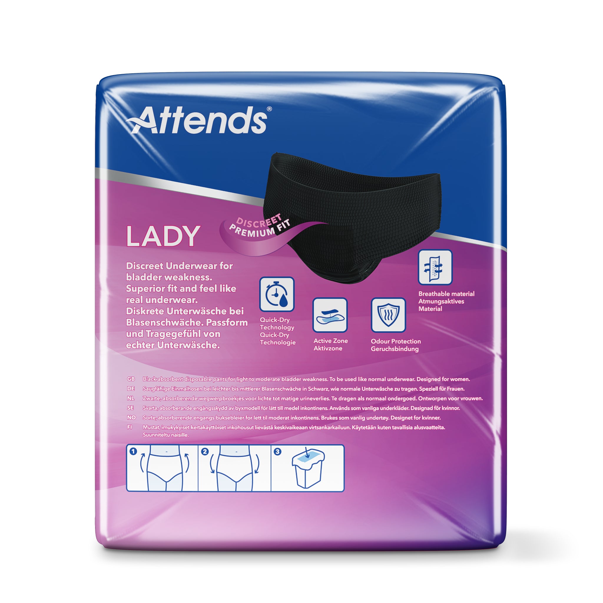 Attends Lady discreet underwear zwart 3L 10.00 Stuks