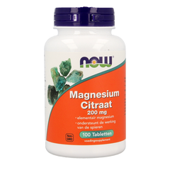 NOW Magnesium citraat 200mg 100.00 Tabletten